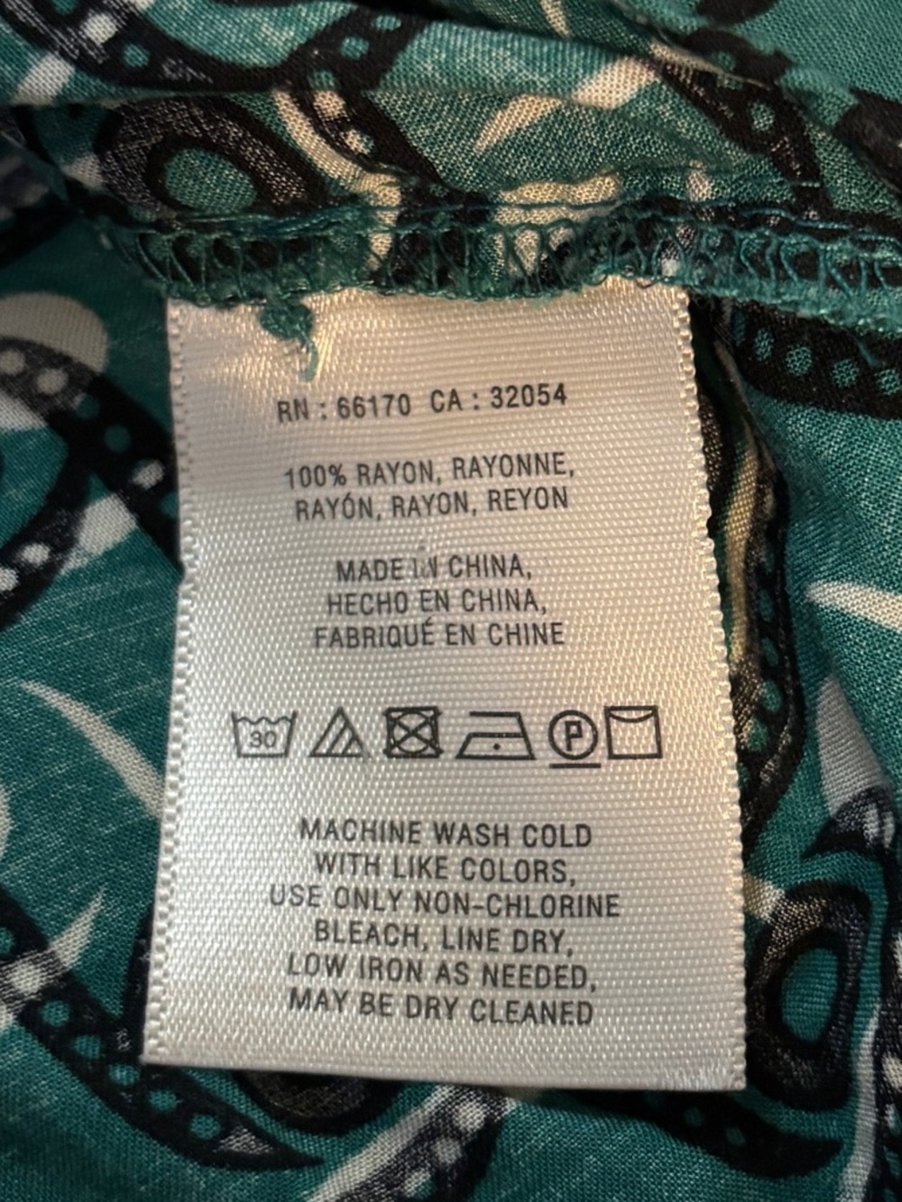 Maeve Casia Green Roll-Up Geometric Silk Blend Blouse Size 12 - Picture 5 of 6